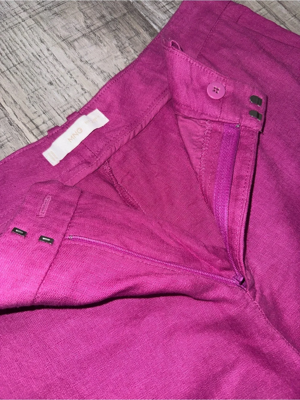 Mango Tailored Linen Dress Pants - Magenta Size 10